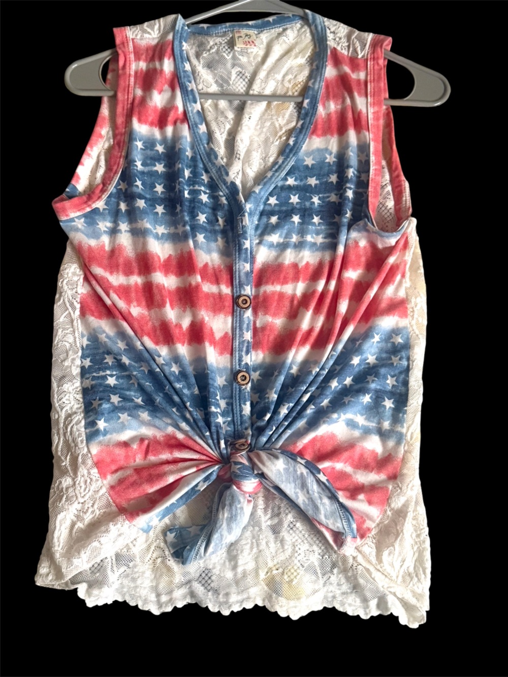 7th Ray USA Fourth of July red white and blue lace top Memorial Day